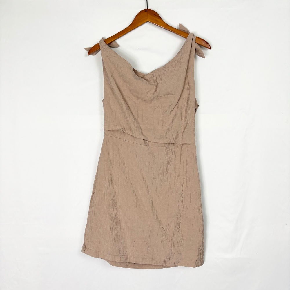 NEW Hello Molly Sippin Pretty Off The Shoulder Mini Dress Sand Size L